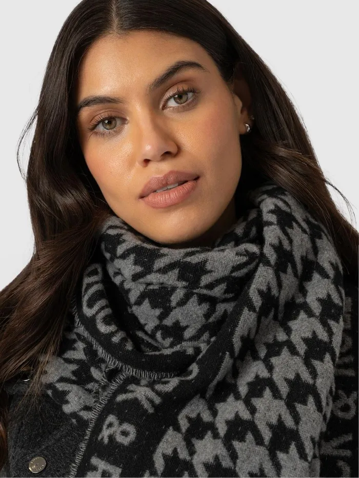 Saint And Sofia Scarves and Hats Women Rock Houndstooth Scarf 8211 BlackGrey Blackgrey