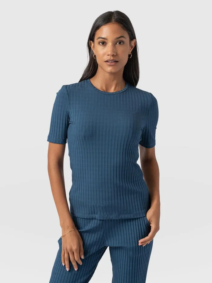 Saint And Sofia TShirts and Tanks Women Adaline Tee 8211 Teal Rib Teal Rib
