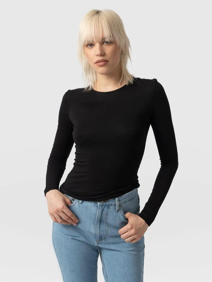 Saint And Sofia TShirts and Tanks Women Austen Crew Neck Tee 8211 Black Black