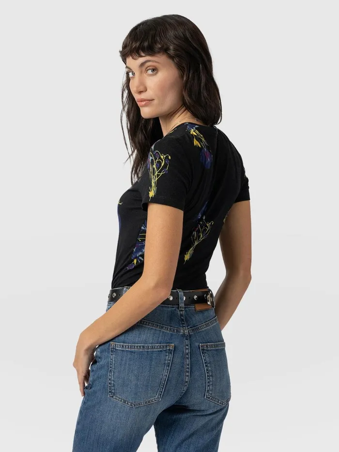Saint And Sofia TShirts and Tanks Women Austen Crew Neck Tee Short Sleeve 8211 Blue Lily Gardens Blue Lily Gardens