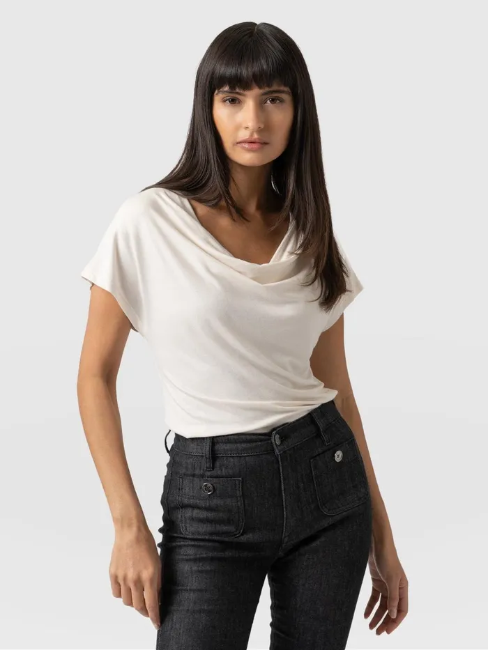Saint And Sofia TShirts and Tanks Women Cowl Neck Tee 8211 Cream Cream
