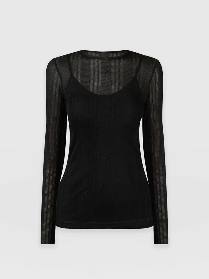 Saint And Sofia TShirts and Tanks Women Demi Lace Long Sleeve Tee 8211 Black Black