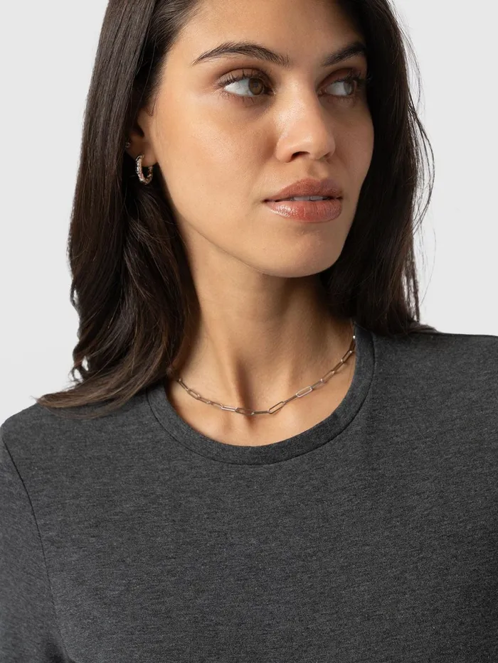 Saint And Sofia TShirts and Tanks Women Glen Crew Neck Tee 8211 Charcoal Charcoal