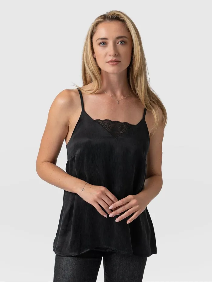 Saint And Sofia TShirts and Tanks Women Mia Lace Cami 8211 Black Black