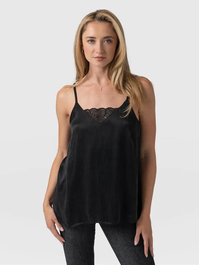 Saint And Sofia TShirts and Tanks Women Mia Lace Cami 8211 Black Black