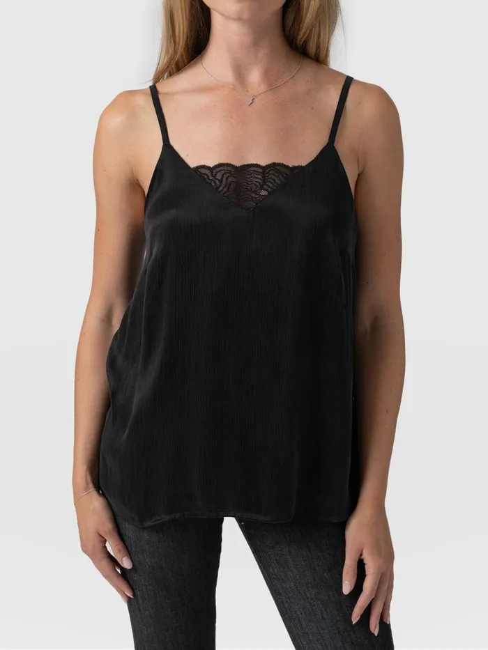 Saint And Sofia TShirts and Tanks Women Mia Lace Cami 8211 Black Black