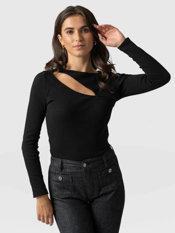 Saint And Sofia TShirts and Tanks Women Reveal Tee Long Sleeve 8211 Black Black