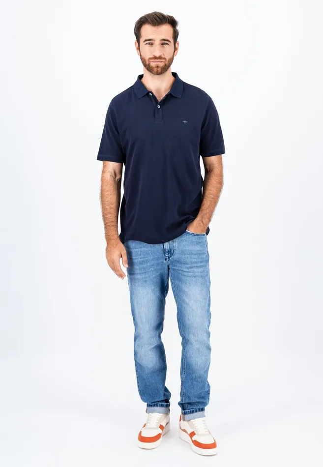 Sale Men FYNCHHATTON Polo Shirt Made Of Cotton Mix With A Logo Detail Rustnavy