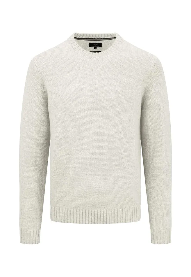 Sale Men FYNCHHATTON Warm Knit Sweater With Oneck Offwhitesay Greenlight Skynavycamel