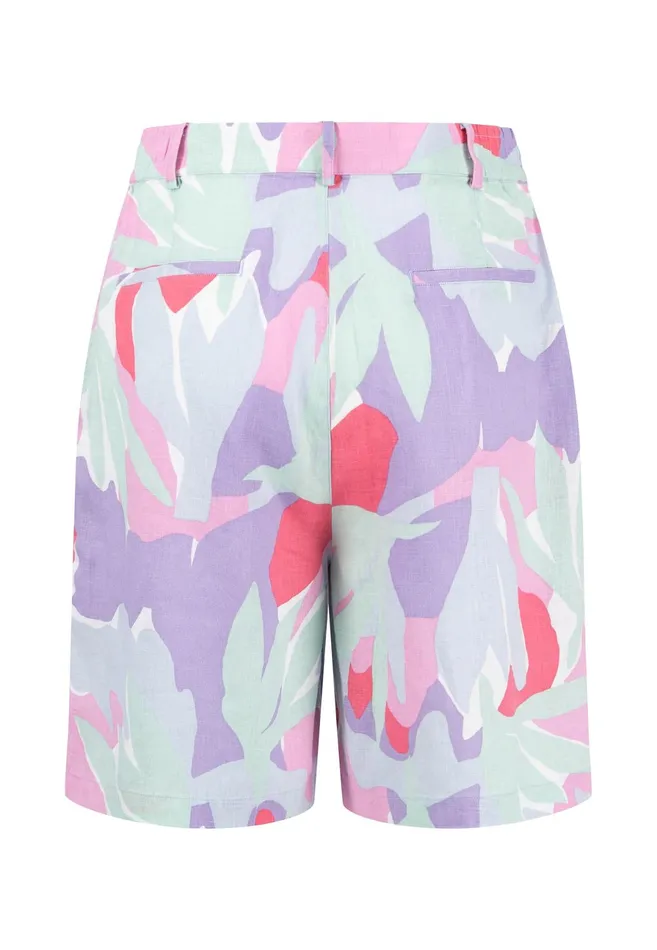 Sale Women FYNCHHATTON Floral Patterned Shorts From Linen Fresh Mint