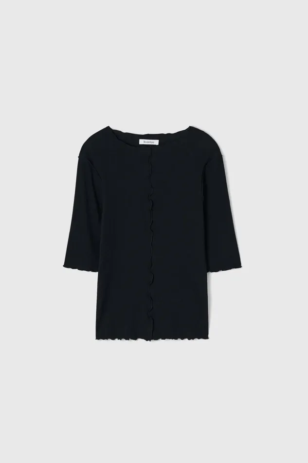 Samantha Rib Jersey Top Black Women Rodebjer Tops
