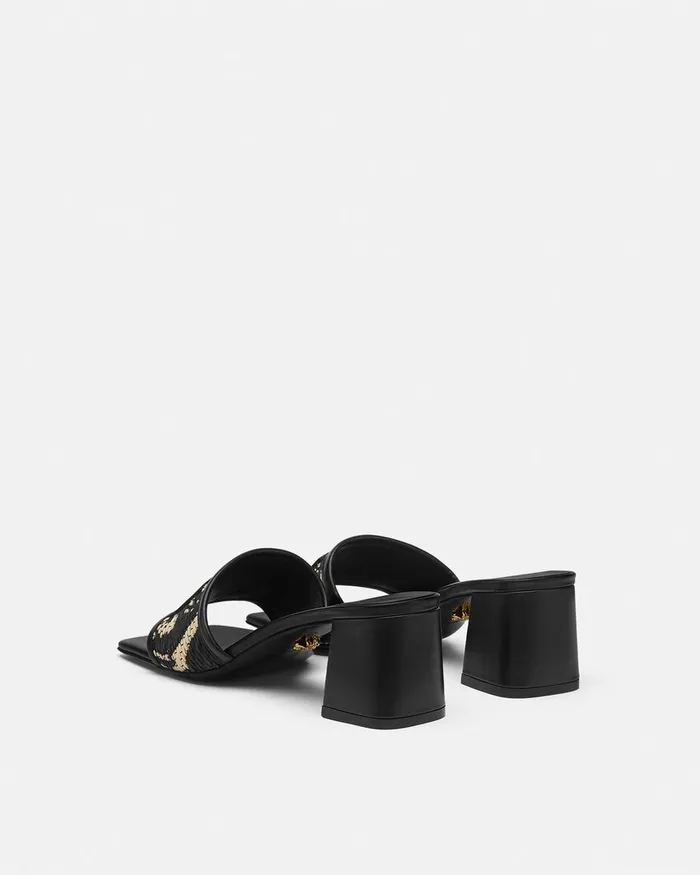 Sandals Women Versace Theia Barocco Raffia Mules 55 Mm Blackprint
