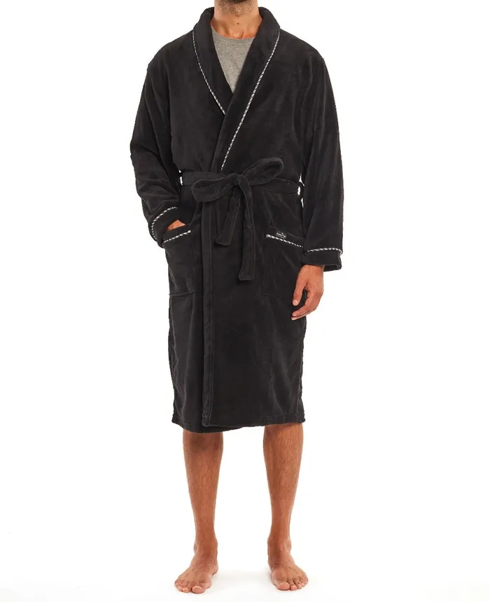 Savile Row Company Black Fleece Rope Edge Dressing Gown Black Fleece Men Dressing Gowns and Robes Savile Row Company Black Fleece Rope Edge Dressing Gown Black Fleece Men Dressing Gowns and Robes