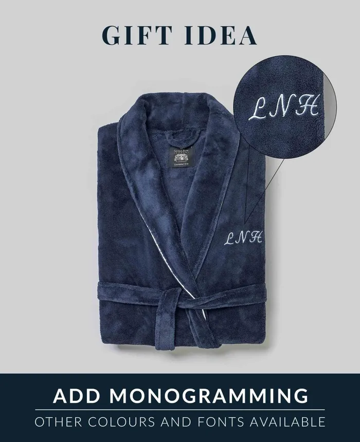Savile Row Company Black Fleece Rope Edge Dressing Gown Black Fleece Men Dressing Gowns and Robes