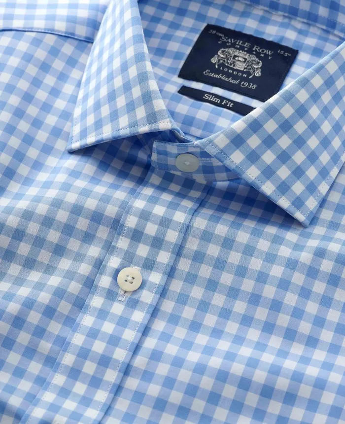 Savile Row Company Blue White Check Slim Fit Shirt 8211 Single Cuff Pale Blue Gingham Men Formal Shirts Savile Row Company Blue White Check Slim Fit Shirt 8211 Single Cuff Pale Blue Gingham Men Formal Shirts