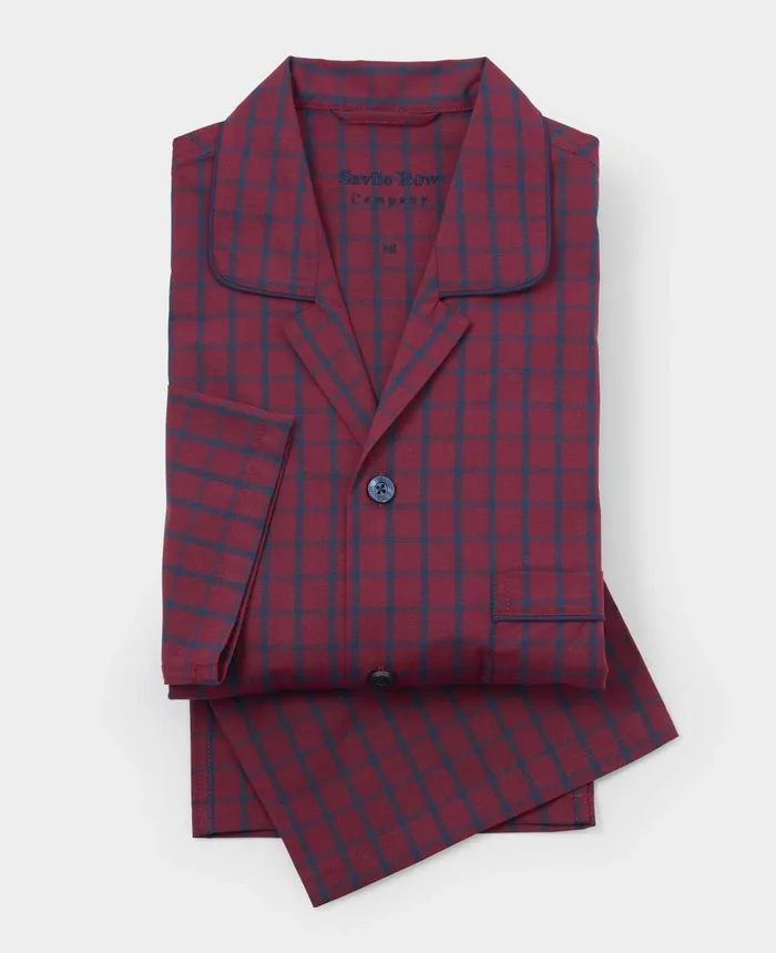 Savile Row Company Burgundy Navy Check Cotton Pyjamas Burgundy Navy Check Men Pyjamas Savile Row Company Burgundy Navy Check Cotton Pyjamas Burgundy Navy Check Men Pyjamas