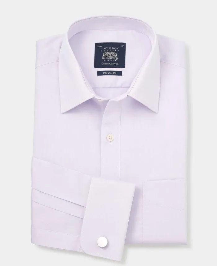 Savile Row Company Lilac Cotton Twill Classic Fit Formal Shirt 8211 Double Cuff Lilac Men Formal Shirts
