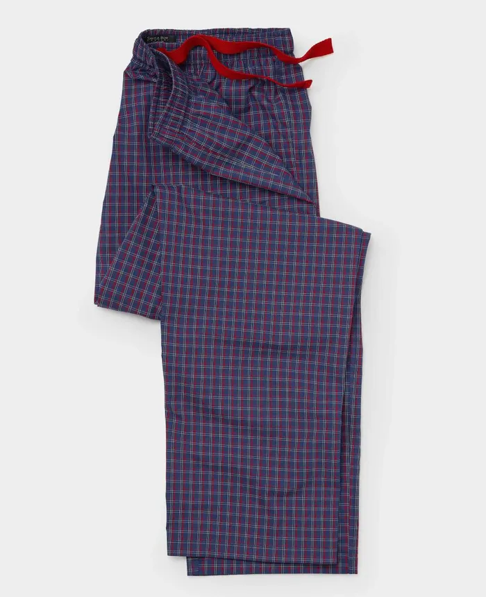 Savile Row Company Navy Red Check Cotton Lounge Pants Navy Red Check Men Lounge Pants Savile Row Company Navy Red Check Cotton Lounge Pants Navy Red Check Men Lounge Pants