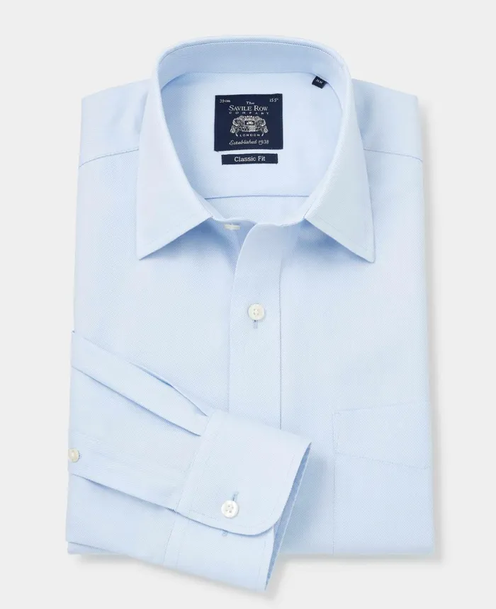 Savile Row Company Sky Blue Twill Classic Fit NonIron Formal Shirt 8211 Single Cuff Sky Blue Men NonIron Shirts
