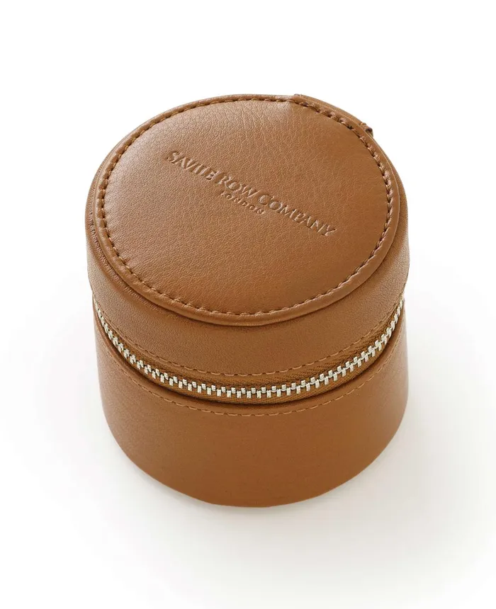 Savile Row Company Tan Leather Cufflink Storage Box Men Leather Goods