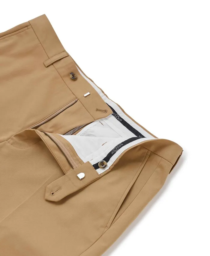Savile Row Company Tan Stretch Cotton Classic Fit Flat Front Chinos Tan Men Chinos And Shorts