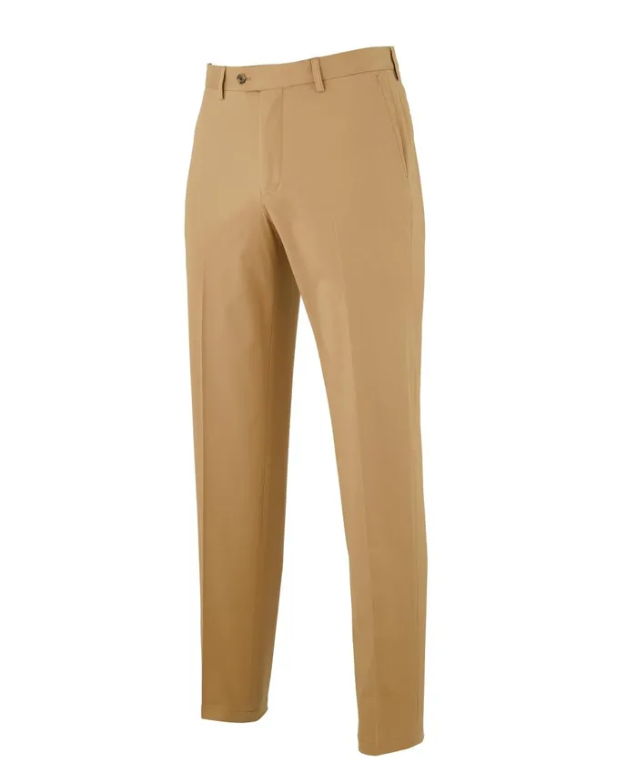 Savile Row Company Tan Stretch Cotton Classic Fit Flat Front Chinos Tan Men Chinos And Shorts