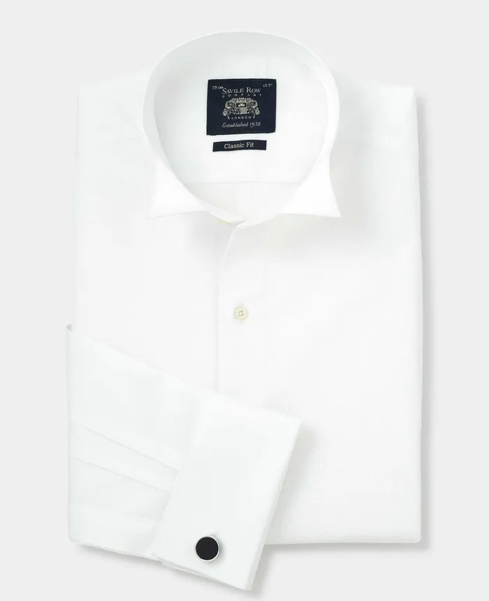 Savile Row Company White Marcella Wing Collar Classic Fit Dress Shirt 8211 Double Cuff Men Formal Shirts