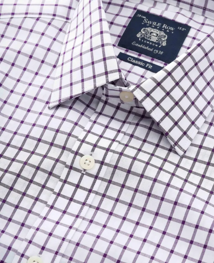 Savile Row Company White Purple Cotton Grid Check Classic Fit Formal Shirt 8211 Single Cuff Men Formal Shirts Savile Row Company White Purple Cotton Grid Check Classic Fit Formal Shirt 8211 Single Cuff Men Formal Shirts