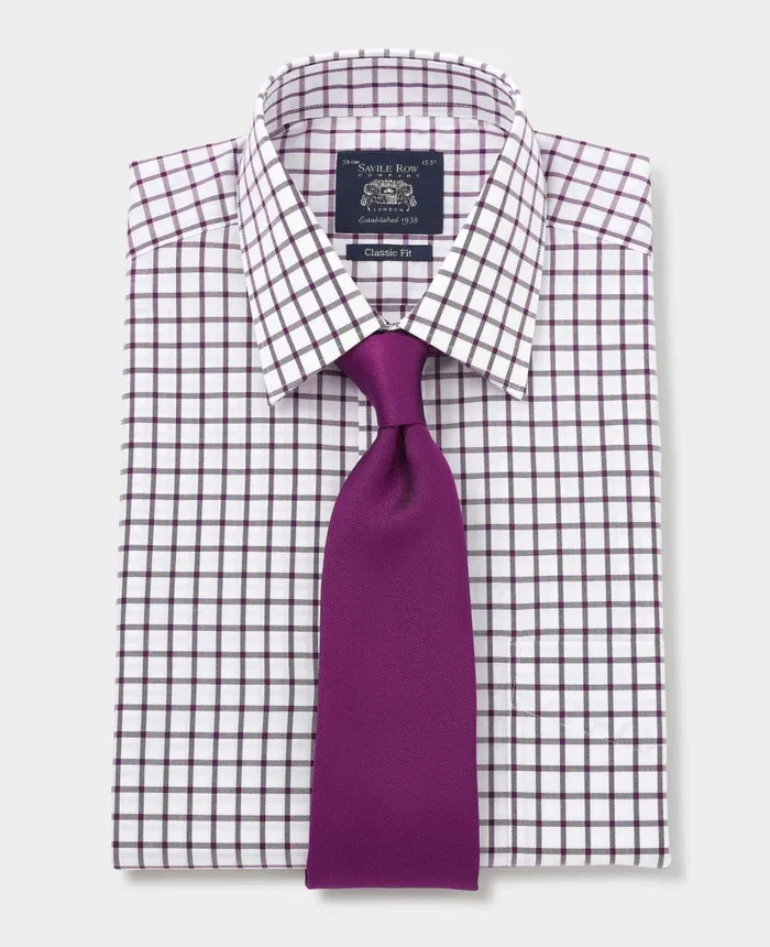 Savile Row Company White Purple Cotton Grid Check Classic Fit Formal Shirt 8211 Single Cuff Men Formal Shirts Savile Row Company White Purple Cotton Grid Check Classic Fit Formal Shirt 8211 Single Cuff Men Formal Shirts