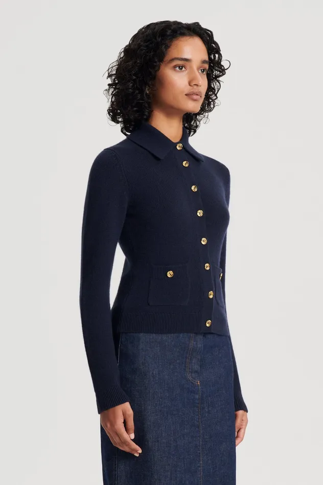 Scanlan Theodore CASHMERE SHIRT NAVY Women Knitwear Scanlan Theodore CASHMERE SHIRT NAVY Women Knitwear