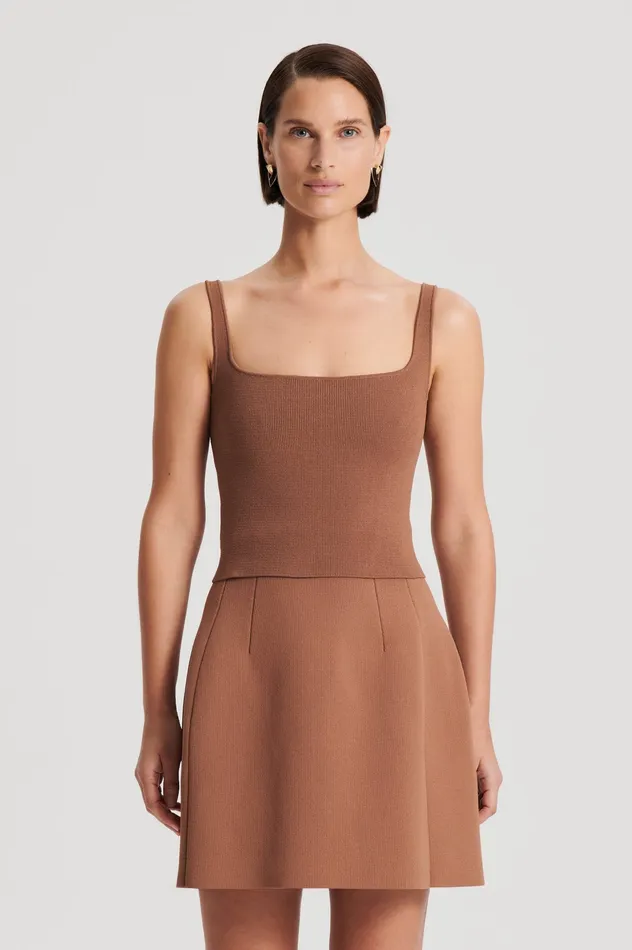 Scanlan Theodore CREPE KNIT SQUARE CAMISOLE SPICE Women Tops Scanlan Theodore CREPE KNIT SQUARE CAMISOLE SPICE Women Tops