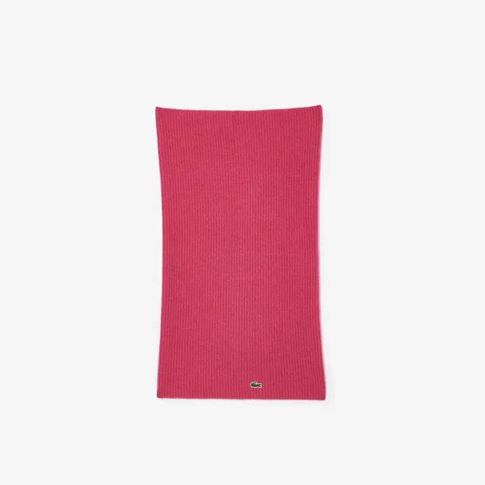 Scarves and Gloves Women Lacoste Women039s Cashmere Ribbed Knit Infinity Scarf Fushia Pink Sqi
