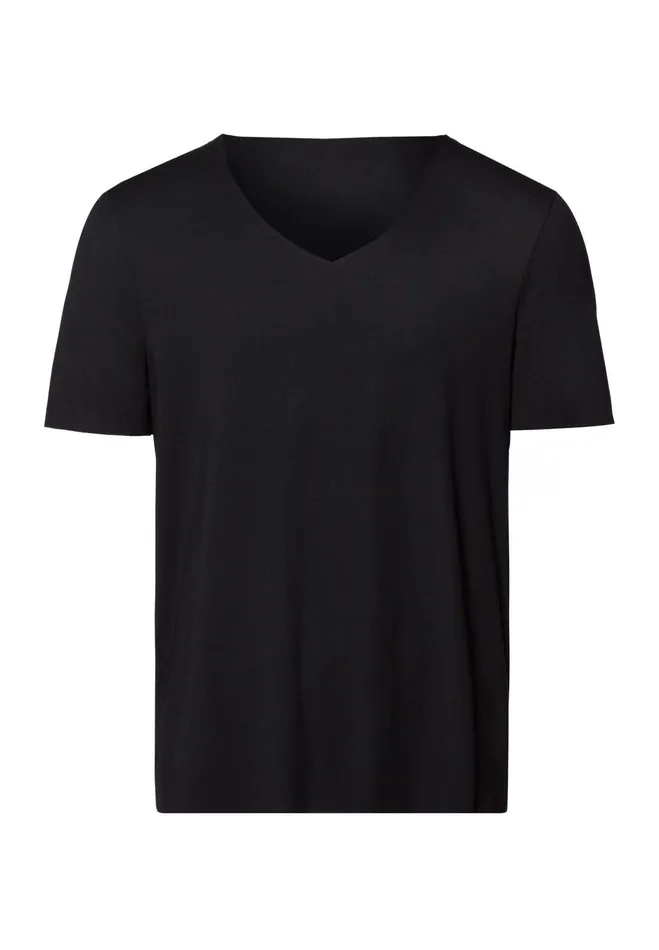 Seamless VNeck TShirt Black Men HANRO Tops and Tees