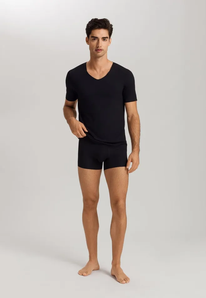 Seamless VNeck TShirt Black Men HANRO Tops and Tees