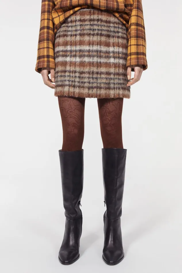 Seine Brushed Check Skirt Brown Women Rodebjer Skirts