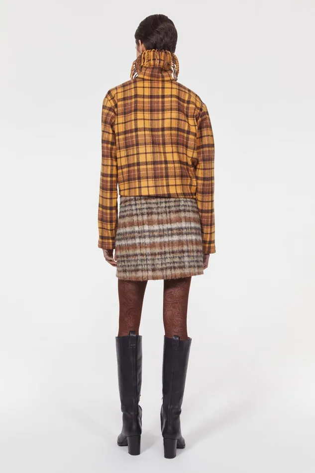 Seine Brushed Check Skirt Brown Women Rodebjer Skirts