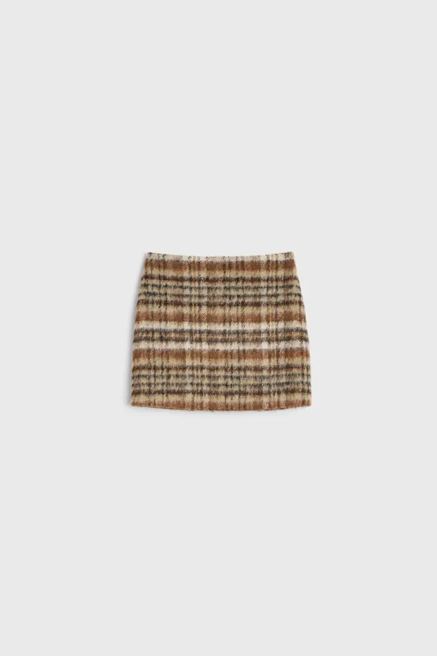 Seine Brushed Check Skirt Brown Women Rodebjer Skirts