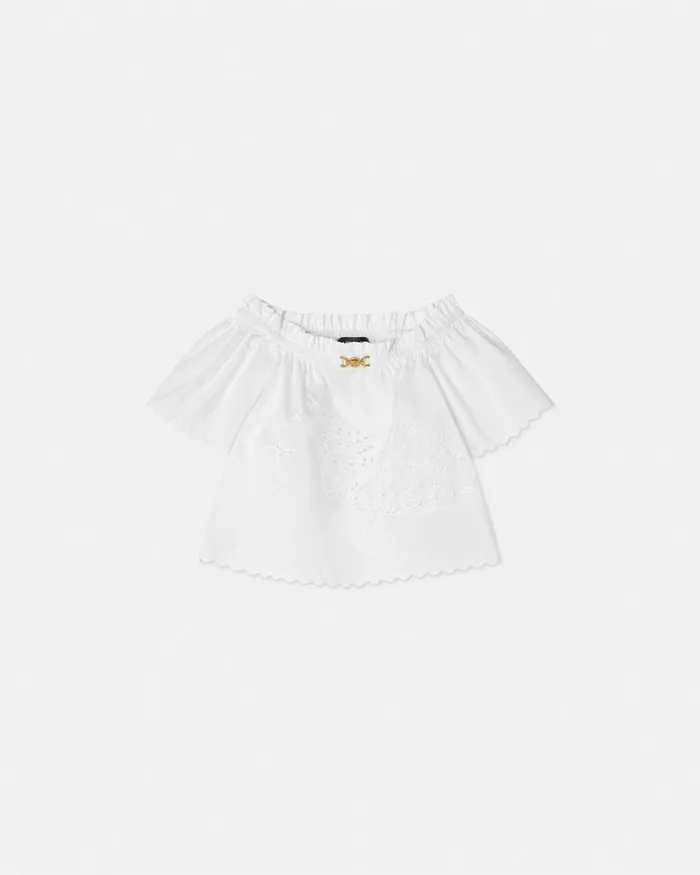 Shirts and Tshirts Kids Versace Embroidered Sangallo Shirt White