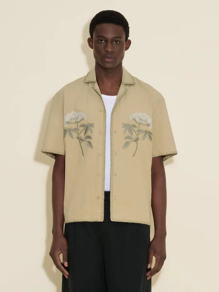 Shirts and Tops Men Holzweiler Pier Ripstop Embroidery Shirt Beige