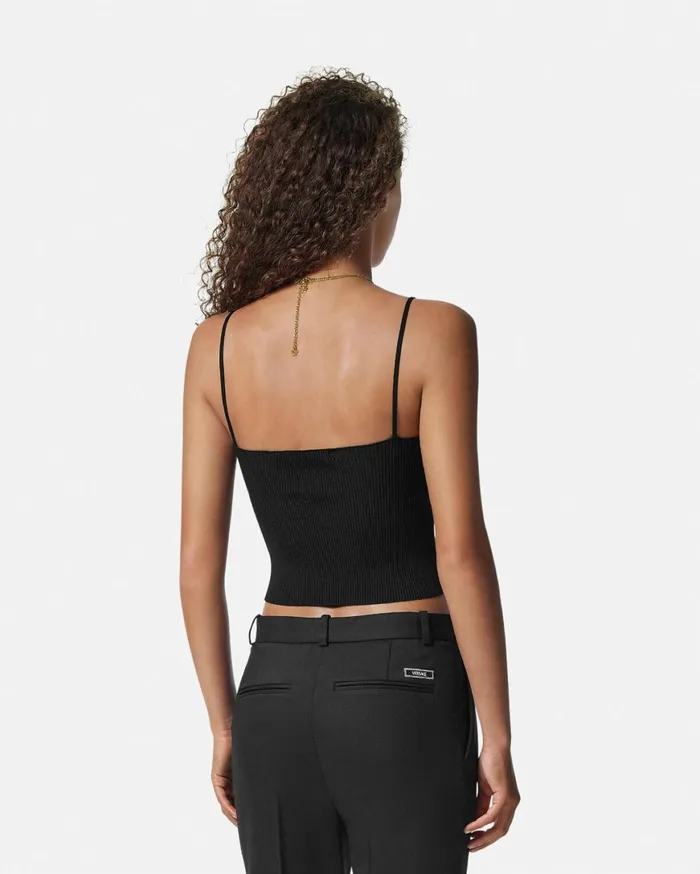 Shirts and Tops Women Versace Safety Pin Knit Crop Top Black