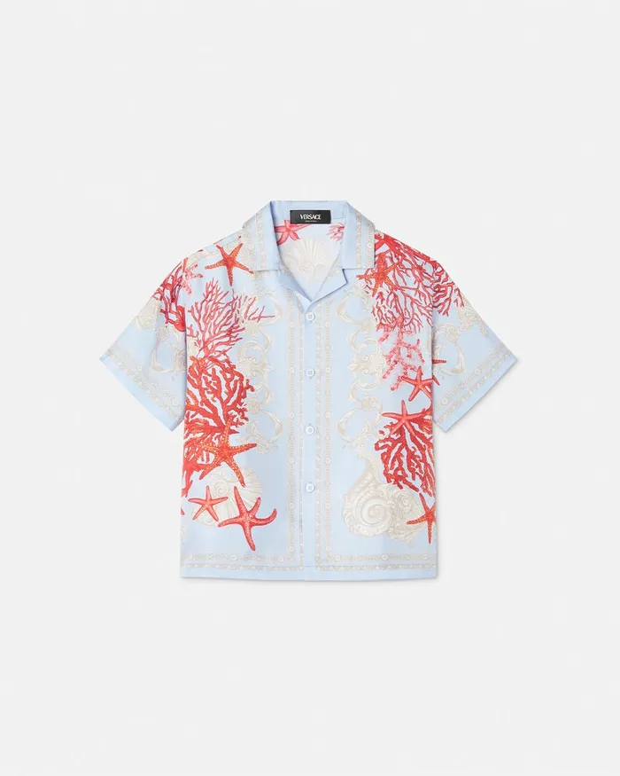 Shirts Kids Versace Barocco Sea Silk Shirt Blueprint