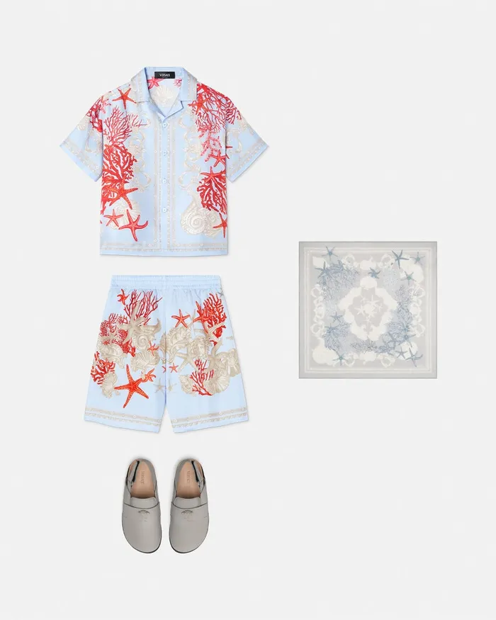 Shirts Kids Versace Barocco Sea Silk Shirt Blueprint