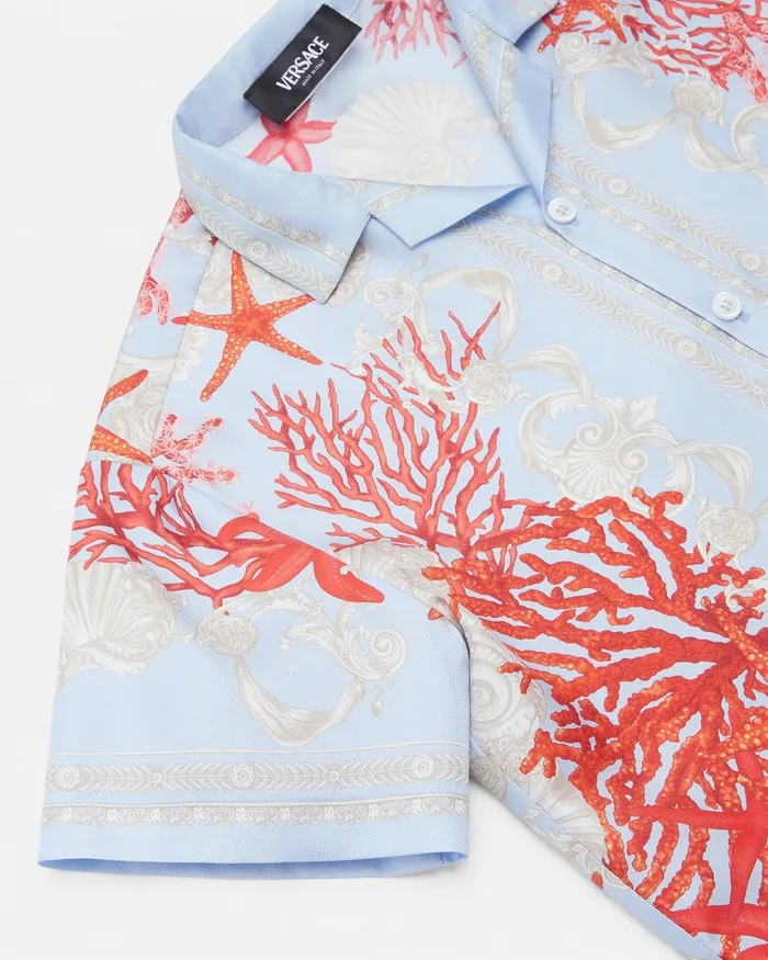 Shirts Kids Versace Barocco Sea Silk Shirt Blueprint