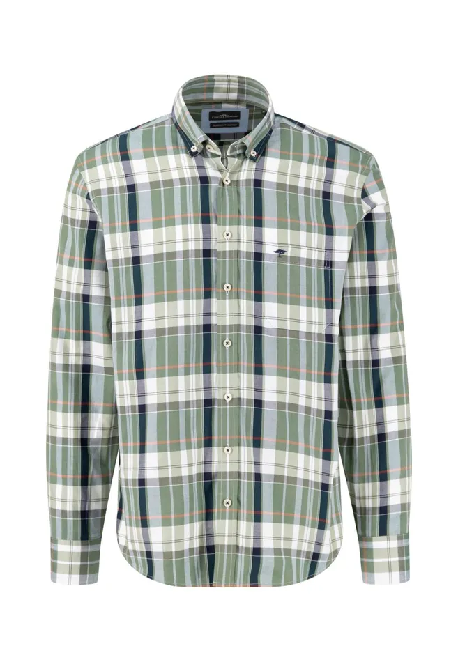 Shirts Men FYNCHHATTON Carroted Shirt With Buttondown Collar Dark Emeraldvibrant Bluerust
