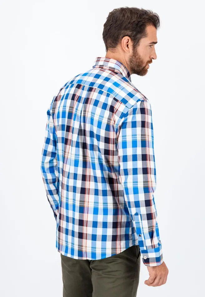 Shirts Men FYNCHHATTON Carroted Shirt With Buttondown Collar Dark Emeraldvibrant Bluerust