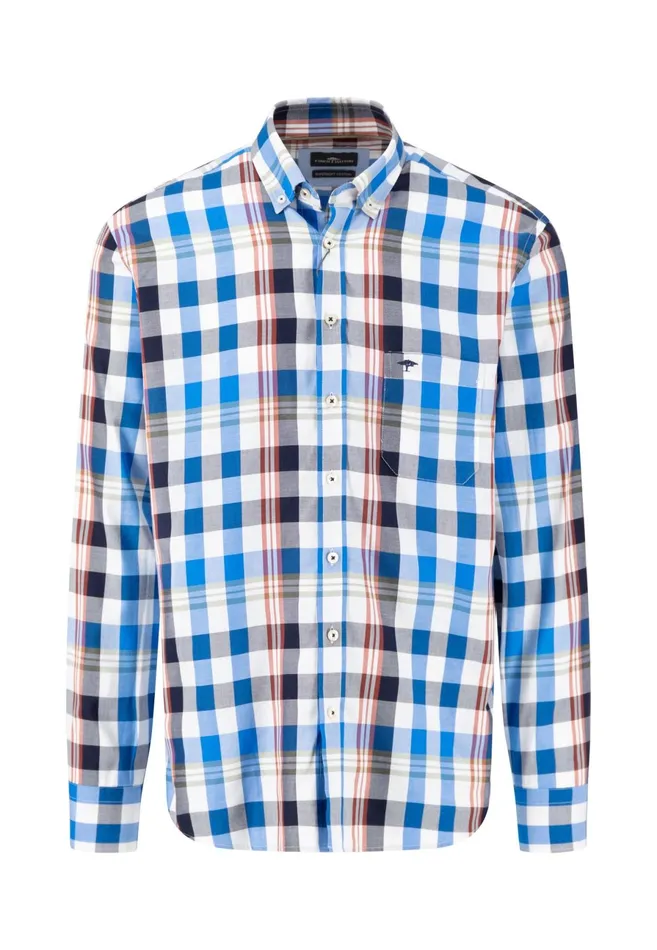 Shirts Men FYNCHHATTON Carroted Shirt With Buttondown Collar Dark Emeraldvibrant Bluerust