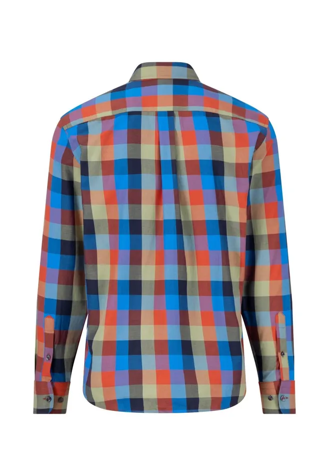 Shirts Men FYNCHHATTON Carroted Shirt With Buttondown Collar Dark Emeraldvibrant Bluerust