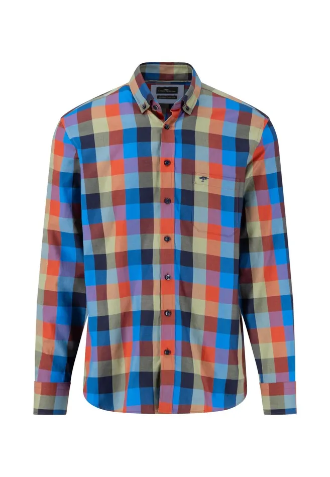 Shirts Men FYNCHHATTON Carroted Shirt With Buttondown Collar Dark Emeraldvibrant Bluerust