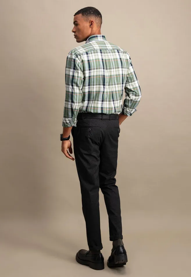 Shirts Men FYNCHHATTON Carroted Shirt With Buttondown Collar Dark Emeraldvibrant Bluerust