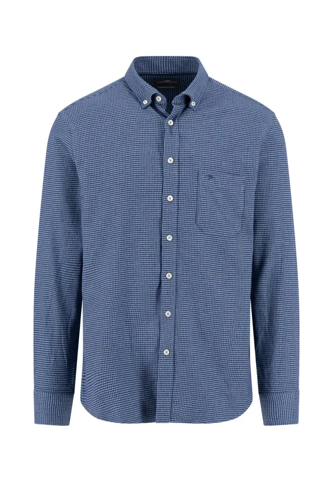 Shirts Men FYNCHHATTON Checked Shirt With Buttondown Collar Cloud Bluecharcoal Shirts Men FYNCHHATTON Checked Shirt With Buttondown Collar Cloud Bluecharcoal